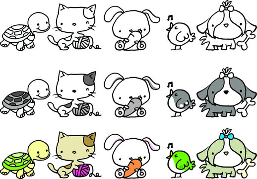 vector cartoon pets background
