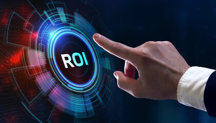 Business, Technology, Internet and network concept. ROI Return on Investment Finance Profit Success.