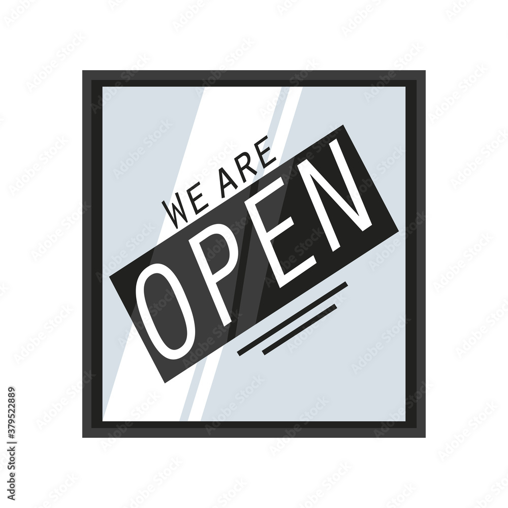 Poster we are open in frame detailed style icon vector design