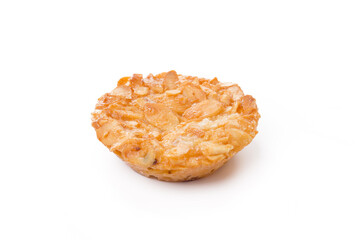 One oat baked cookie isolated on white