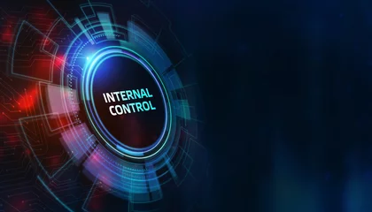 Fotobehang button internal control on virtual screens. Business, Technology, Internet and network concept. © putilov_denis