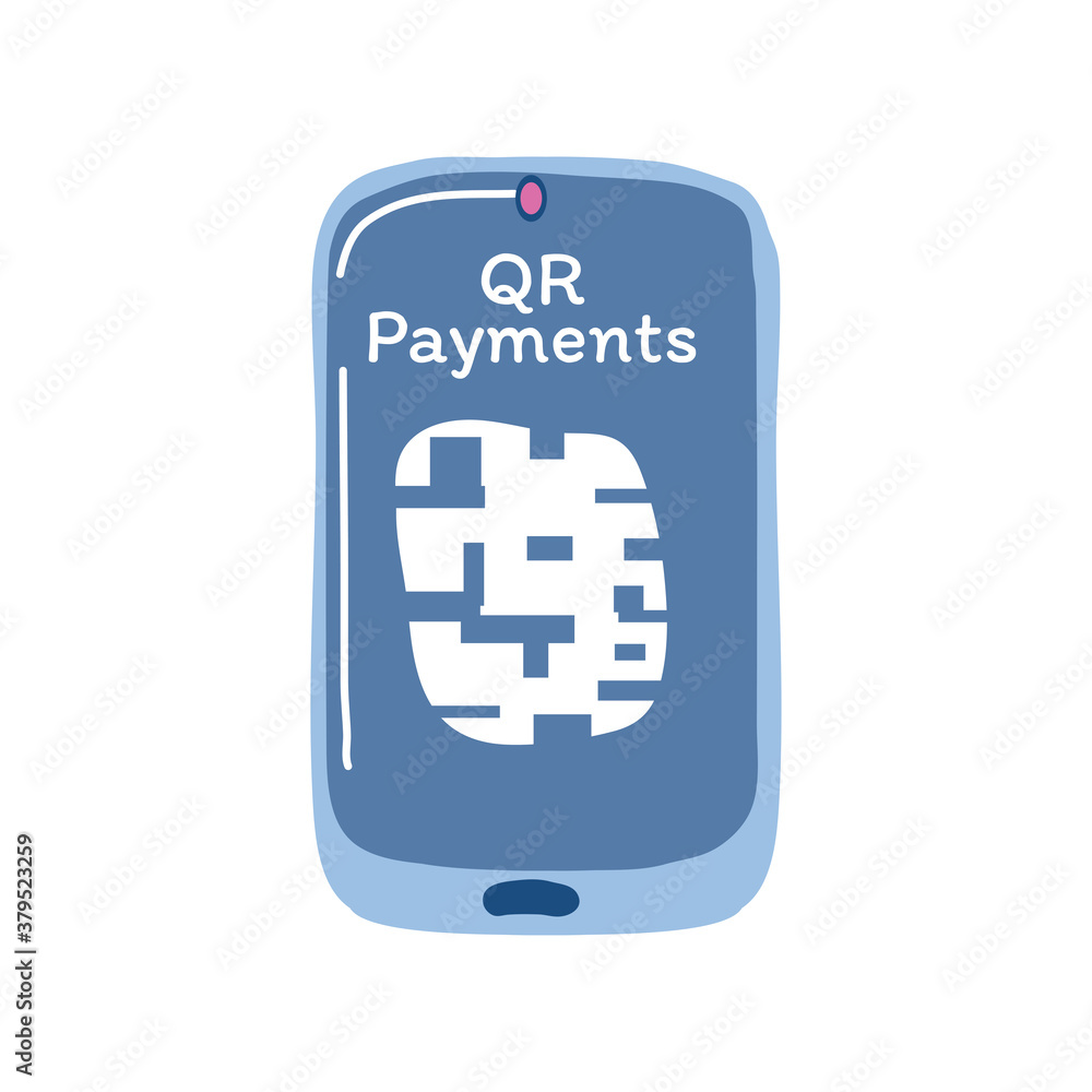 Poster qr code payments in smartphone detailed style icon vector design