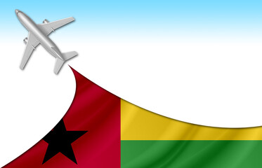 3d illustration plane with Guinea - Bissau flag Background for business and travel design