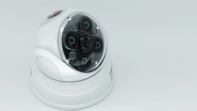 Futuristic security CCTV camera with Motion sensor. Scan the area for surveillance purposes.