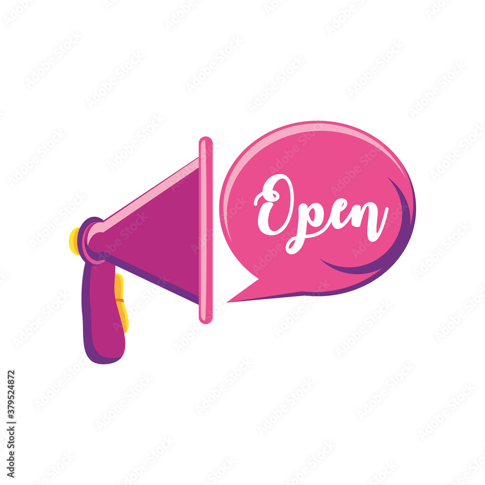 Poster open in bubble with megaphone detailed style icon vector design
