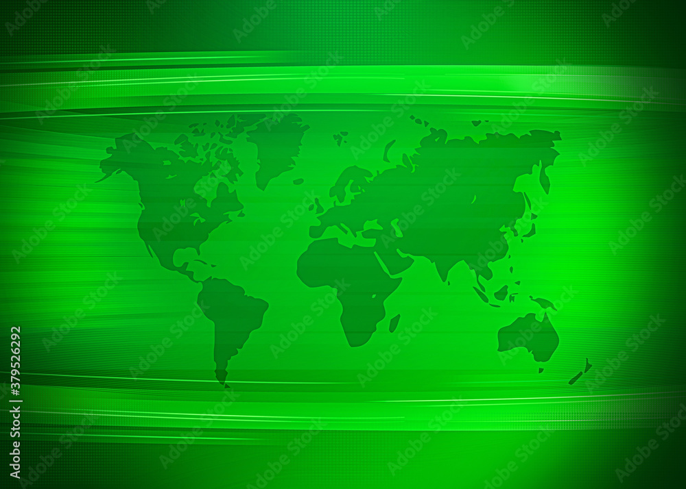 Poster news abstract background concept in green with world map on the back. studio backdrop concept free s