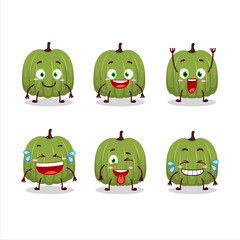 Cartoon character of green pumpkin with smile expression