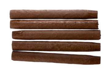Hand rolled cigars isolated on white background