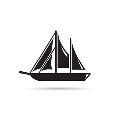 sailing vessel icon vector on white background