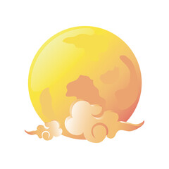 mid autumn festival, moon and clouds on white background