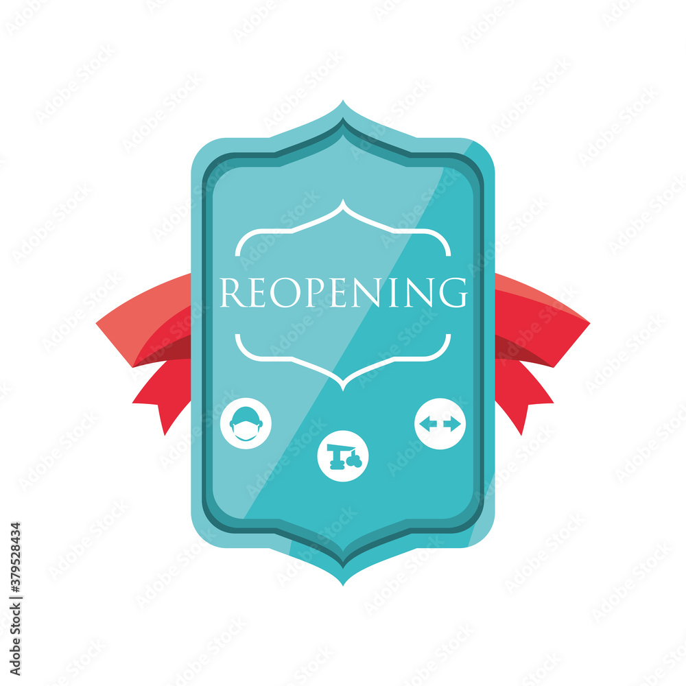 Poster reopening in frame with ribbon detailed style icon vector design