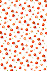 creative background from red tomatoes. Abstract background. of isolated ripe Tomato on the white background not seamless pattern