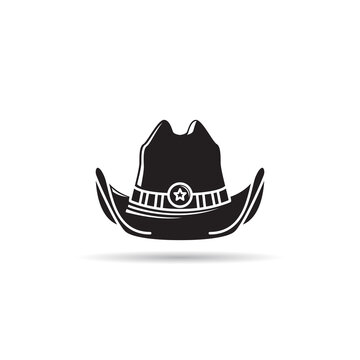 cowboy hat icon silhouette vector