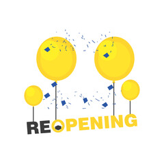 reopening with balloons detailed style icon vector design