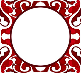 Vector Design of a Red Leaf Ornament Circle Frame with Nature Theme