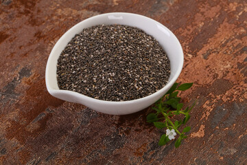 Dietary Chia seeds in the bowl