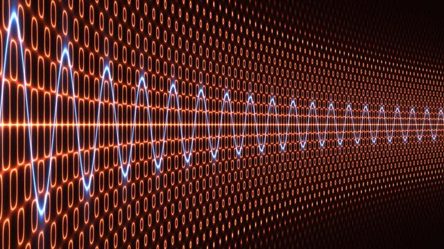 Radio Waves Abstract Data Transmission Signals Binary Pattern Comms Network