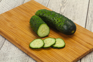 Ripe fresh green two cucumbers