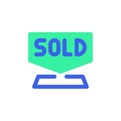 Sold signboard icon vector, filled flat sign, bicolor pictogram, sold arrow green and blue colors. Symbol, logo illustration