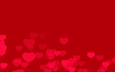 Valentine day red hearts on red background.