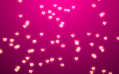 Valentine day white hearts light on pink background.