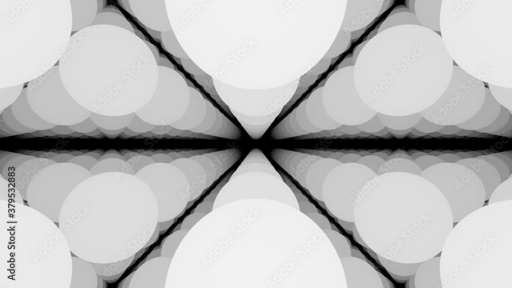 Aufkleber moving slowly in abstract mask of grid of floating spheres