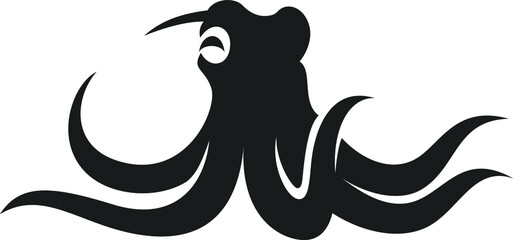 Simple Silhouette of Funny Octopus