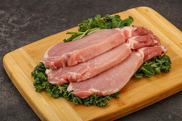 Raw pork steak for cooking