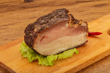 Homemade Smoked pork peat with spices