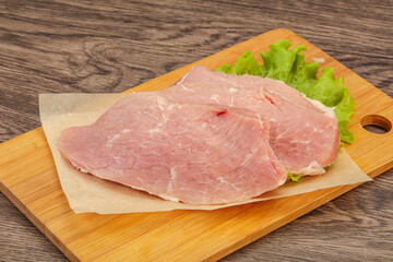 Raw pork steak for cooking
