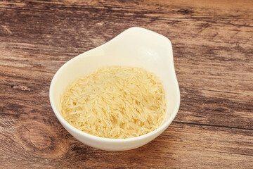 Raw basmati rice in the bowl