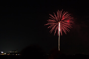 Colorful fireworks of various colors over night sky