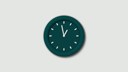 Amazing cyan dark 3d wall clock isolated on white background