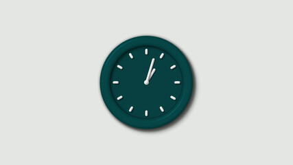 Amazing cyan dark 3d wall clock isolated on white background