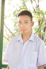 close up cute man in nature garden