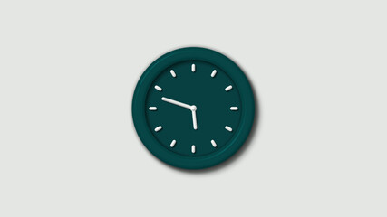 New cyan dark 3d wall clock on white background,wall clock