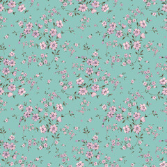 Watercolor seamless hand drawn pattern with beautiful wildflowers