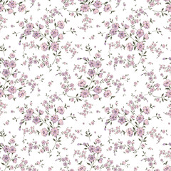 Watercolor seamless hand drawn pattern with beautiful wildflowers
