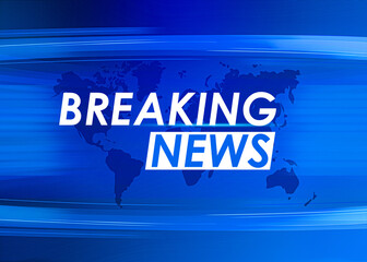 Blue Breaking News background concept with world map in the back. News media backdrop design