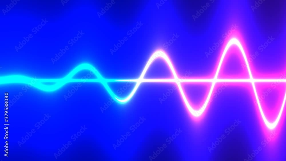 Aufkleber growing waveform exploding from frame left into pink loud sounds