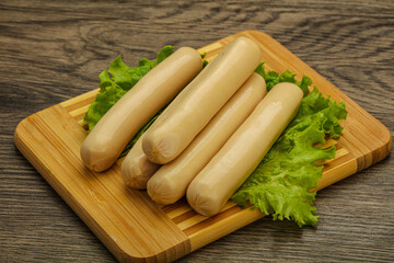 Chicken white sausage with salad