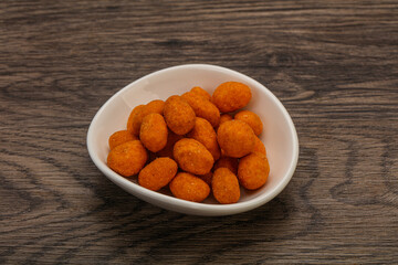 Spicy peanut heap in the bowl