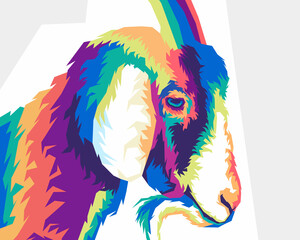 goat head animal portrait style pop art