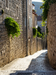 Narrow street at the old town of Rab Croatia