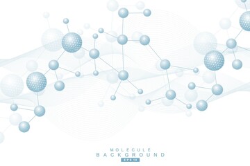 Structure molecule and communication. Dna, atom, neurons. Scientific concept for your design. Connected lines with dots. Medical, technology, chemistry, science background. Vector illustration.