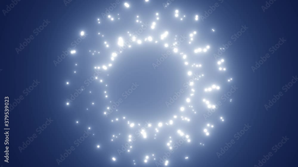 Poster spinning points of light in a circle donut torus shape