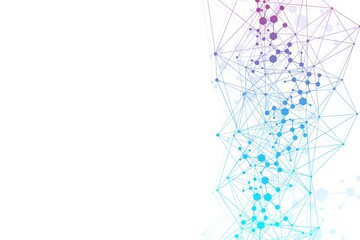 Modern futuristic background of the scientific hexagonal pattern. Virtual abstract background with particle, molecule structure for medical, technology, chemistry, science. Social network vector