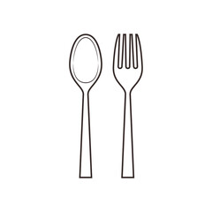 Spoon and fork doodle vector.