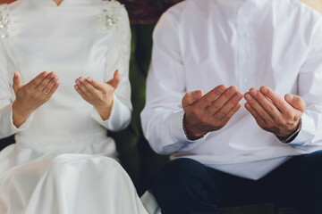 National wedding. Bride and groom. Wedding muslim couple during the marriage ceremony. Muslim...