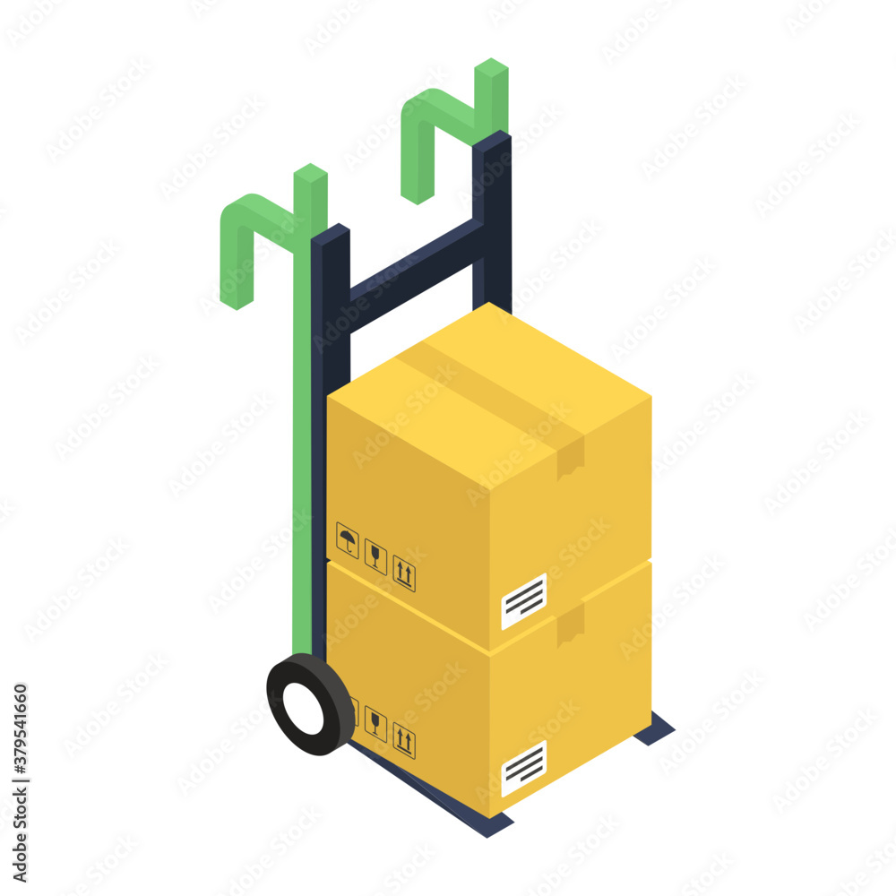 Sticker 
Cardboards on hand cart showing concept of pallet icon
